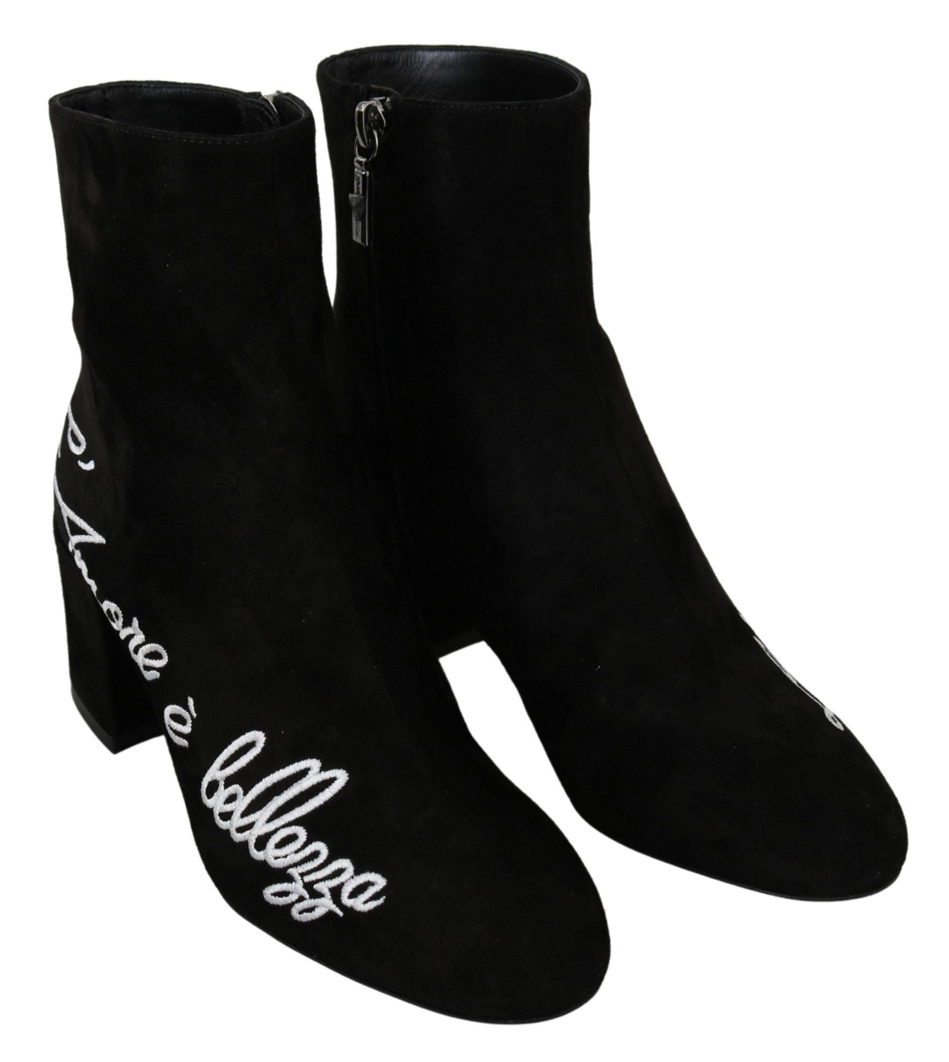 Dolce & Gabbana Chic Embroidered Ankle Boots - Arichezz.store