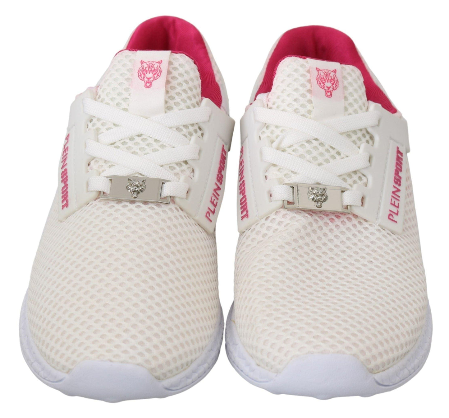 Philipp Plein Chic White Becky Sneakers with Pink Accents - Arichezz.store