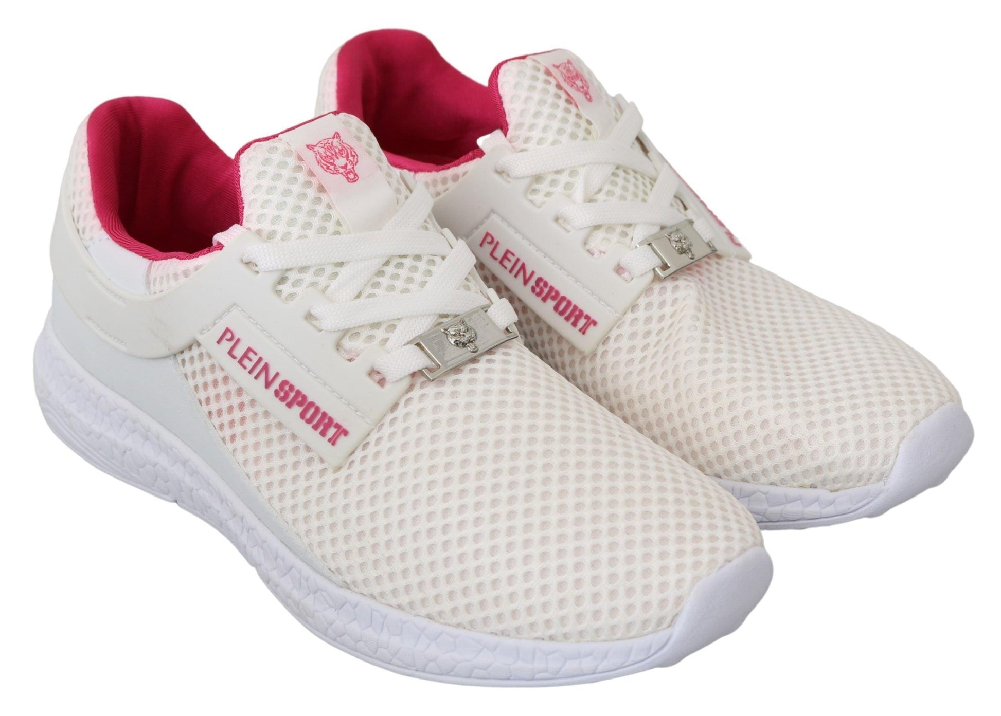 Philipp Plein Chic White Becky Sneakers with Pink Accents - Arichezz.store