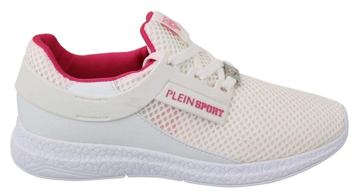 Philipp Plein Chic White Becky Sneakers with Pink Accents - Arichezz.store