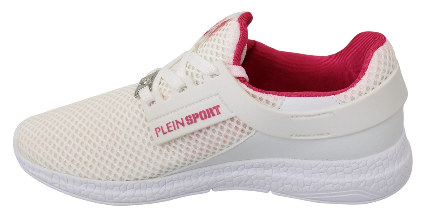 Philipp Plein Chic White Becky Sneakers with Pink Accents - Arichezz.store