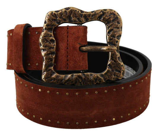 Dolce & Gabbana Elegant Suede Leather Belt with Gold Studs - Arichezz.store