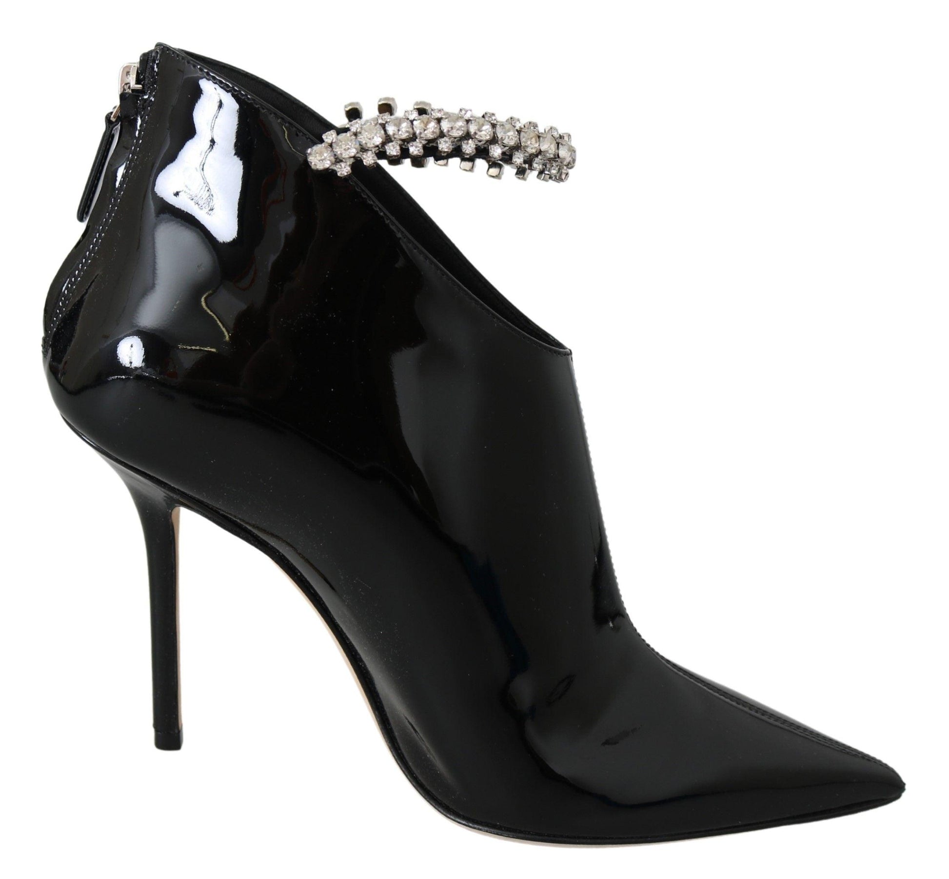 Jimmy Choo Elegant Black Patent Heeled Boots - Arichezz.store