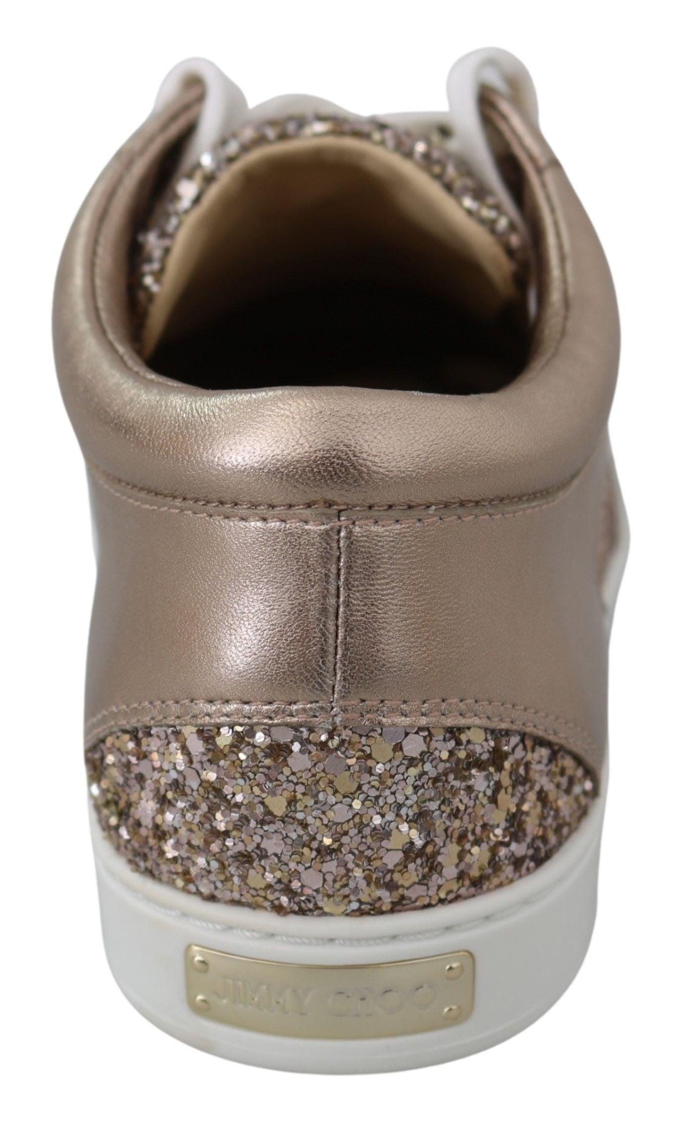 Jimmy Choo Ballet Pink Glitter Leather Sneakers - Arichezz.store