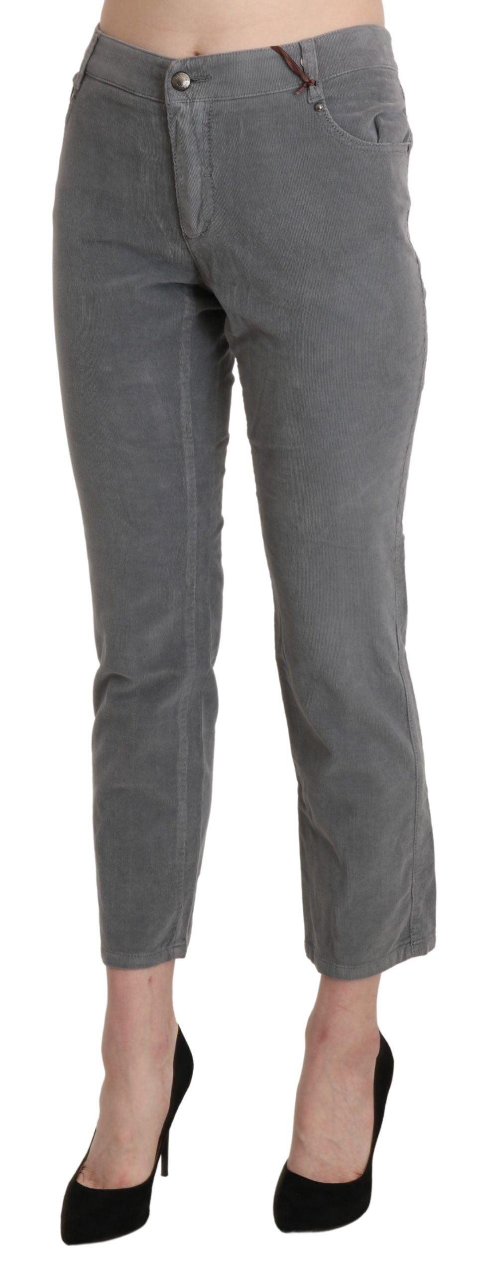 Ermanno Scervino Chic Gray Mid Waist Cropped Trousers - Arichezz.store