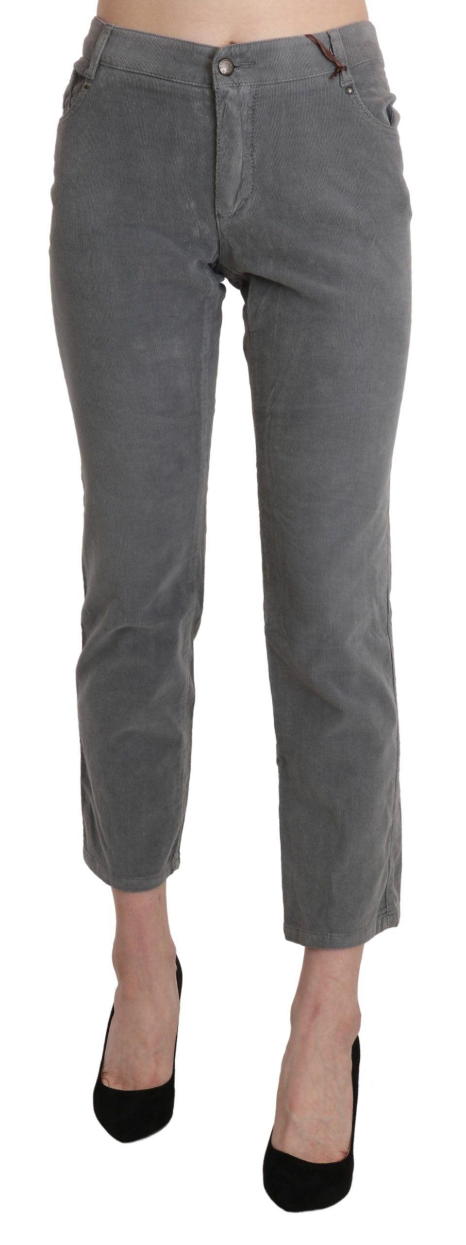 Ermanno Scervino Chic Gray Mid Waist Cropped Trousers - Arichezz.store