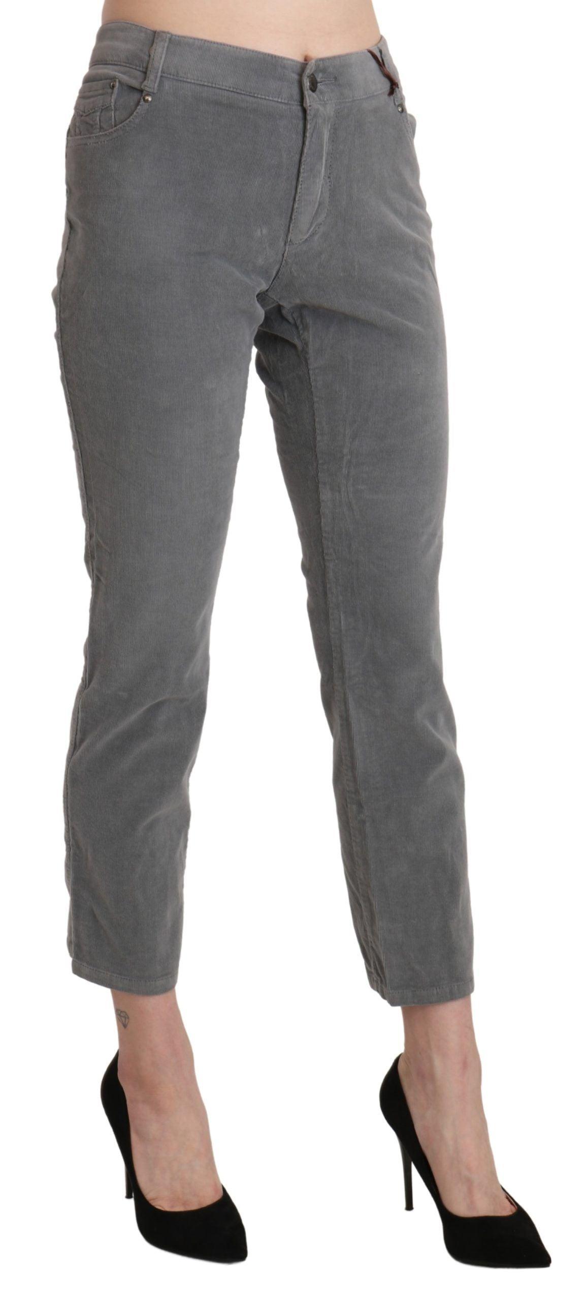 Ermanno Scervino Chic Gray Mid Waist Cropped Trousers - Arichezz.store