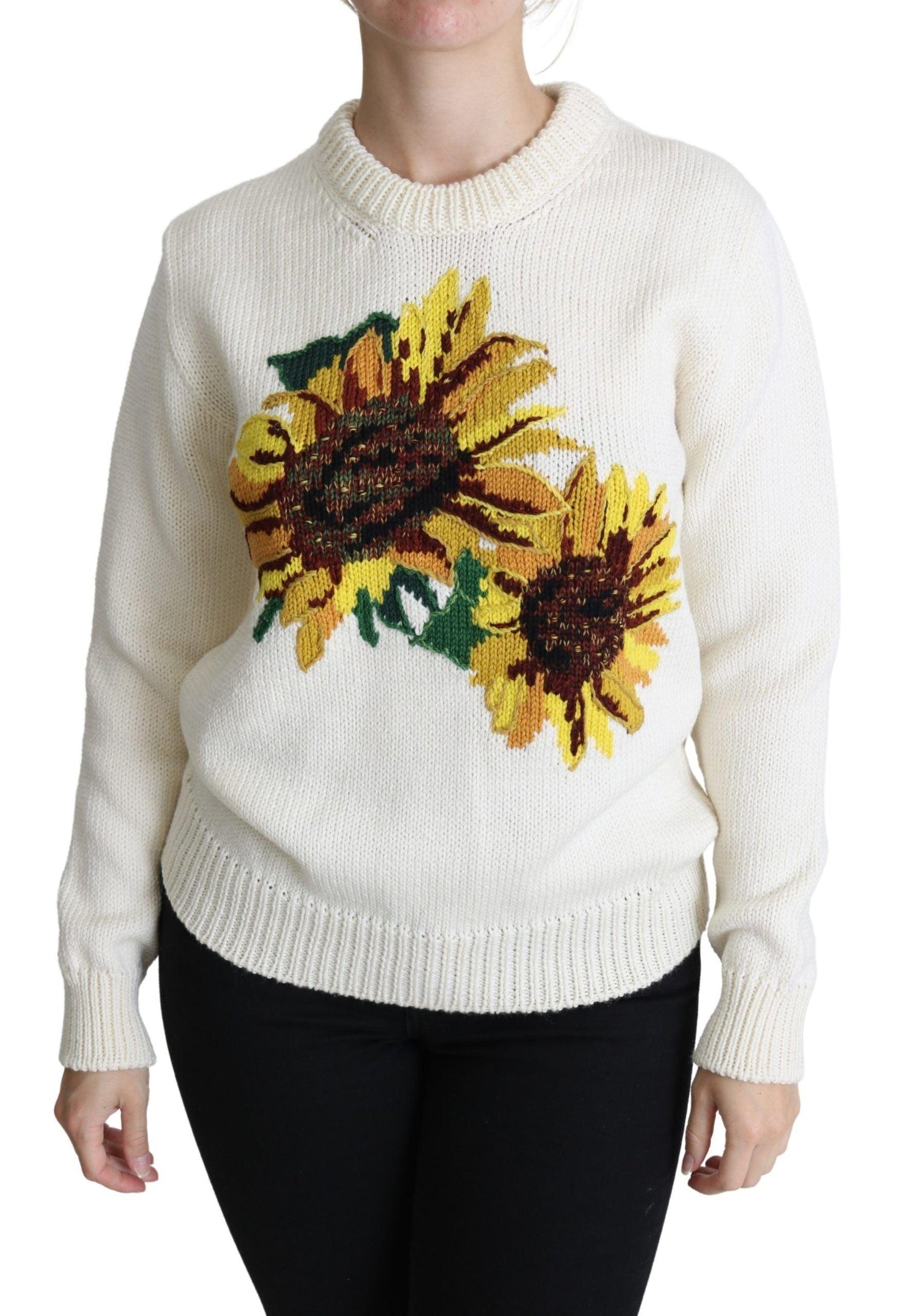 Dolce & Gabbana Elegant Knitted Sunflower Sweater - Arichezz.store