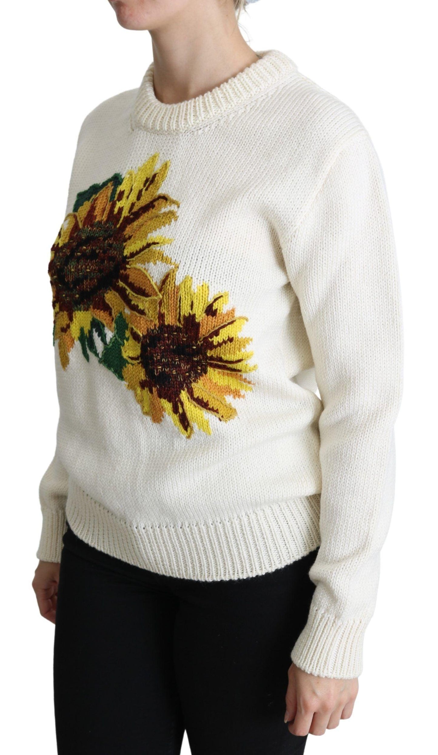 Dolce & Gabbana Elegant Knitted Sunflower Sweater - Arichezz.store