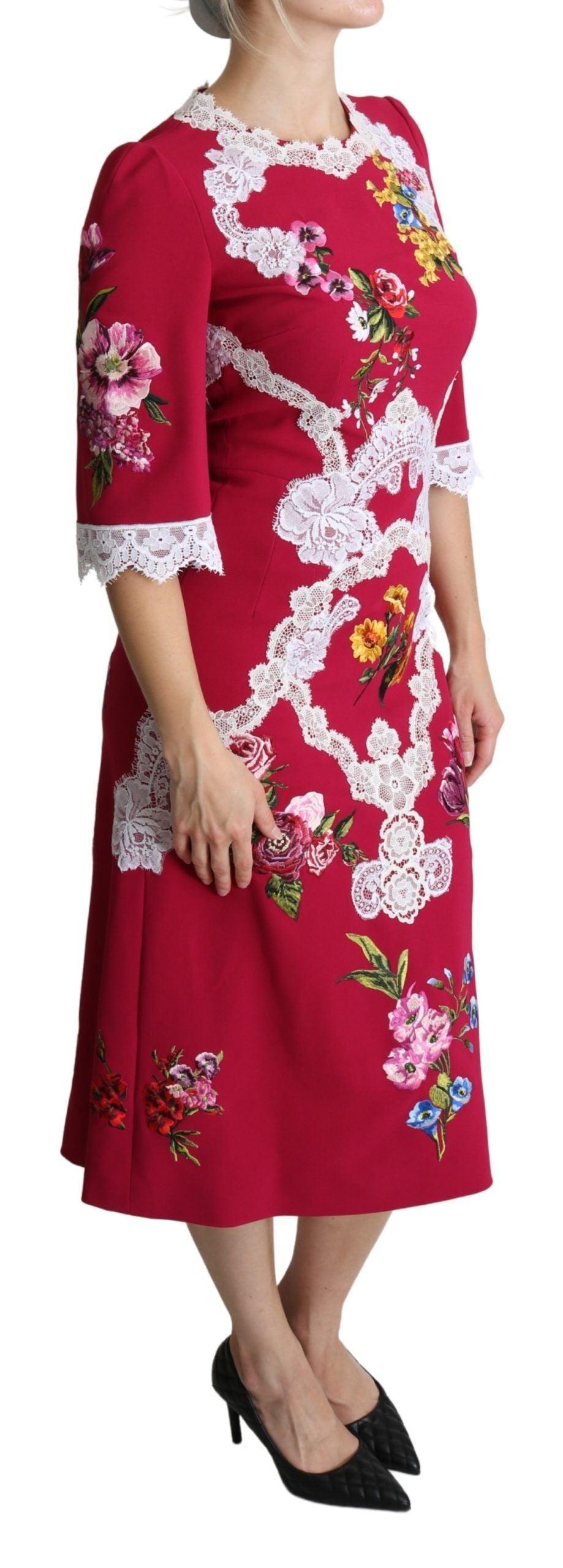 Dolce & Gabbana Floral Embroidered Sheath Midi Dress - Arichezz.store