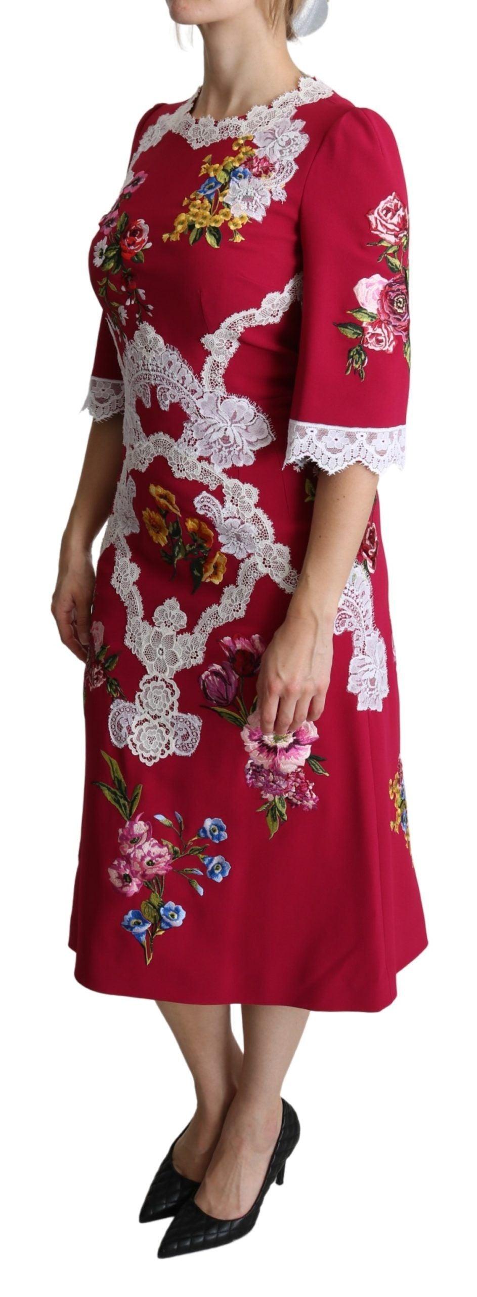 Dolce & Gabbana Floral Embroidered Sheath Midi Dress - Arichezz.store