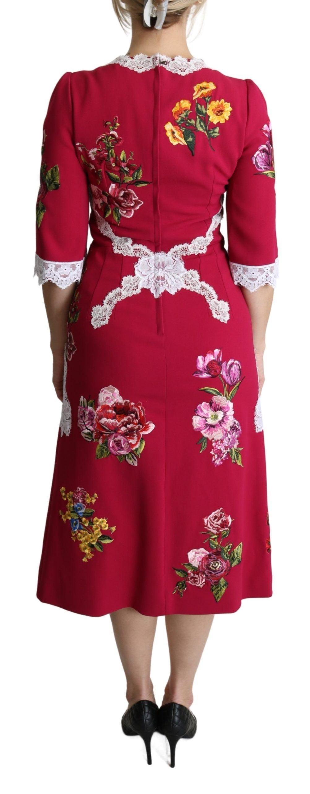 Dolce & Gabbana Floral Embroidered Sheath Midi Dress - Arichezz.store