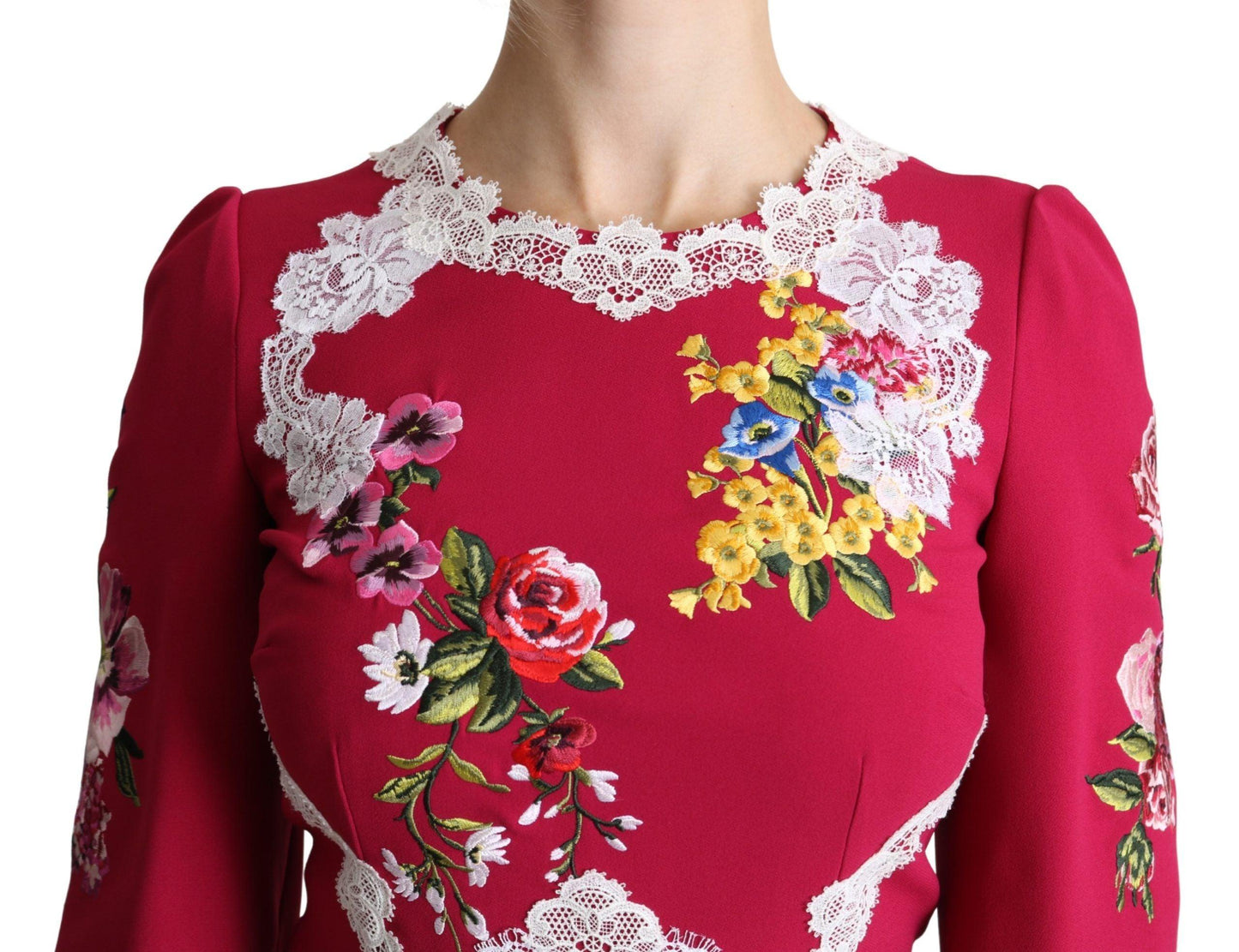 Dolce & Gabbana Floral Embroidered Sheath Midi Dress - Arichezz.store