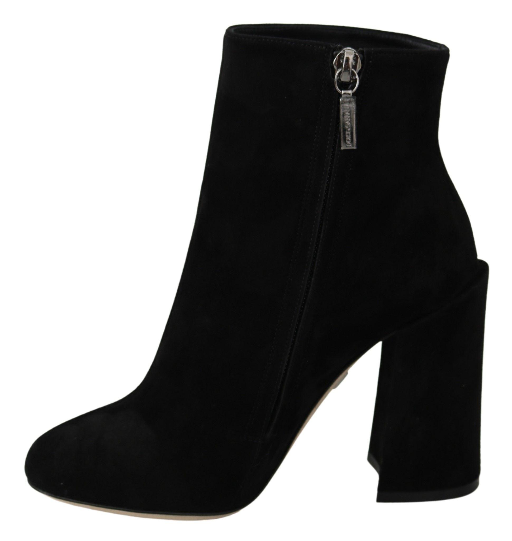 Dolce & Gabbana Embroidered Ankle Boots in Lambskin Suede - Arichezz.store