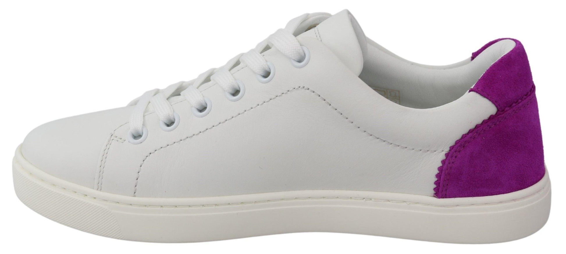 Dolce & Gabbana Chic White Leather Sneakers with Purple Accents - Arichezz.store