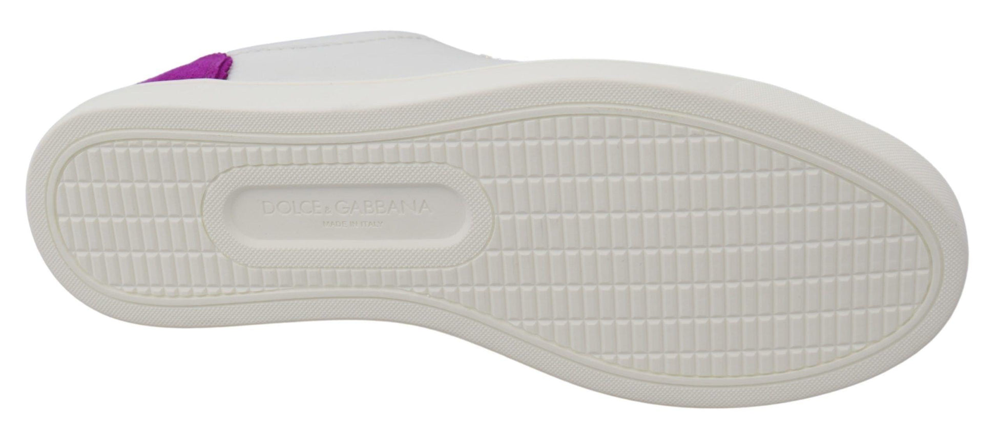 Dolce & Gabbana Chic White Leather Sneakers with Purple Accents - Arichezz.store