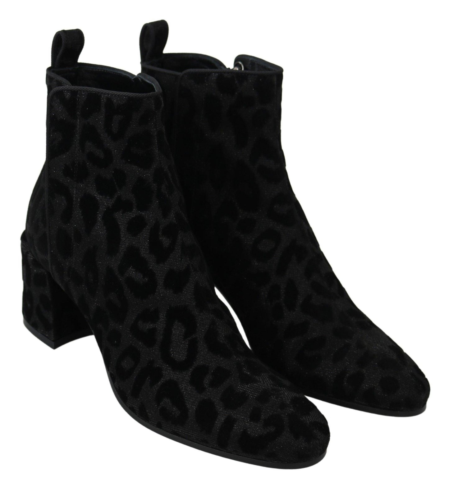 Dolce & Gabbana Elegant Black Leopard Print Short Boots - Arichezz.store