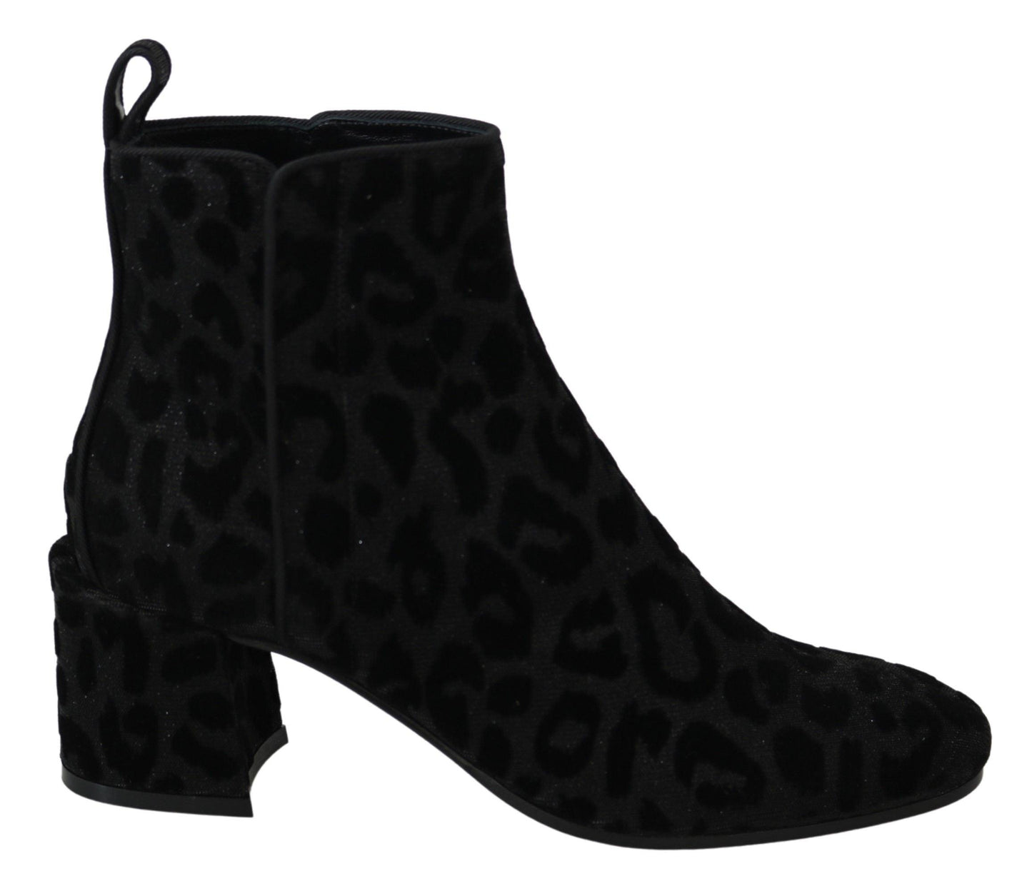 Dolce & Gabbana Elegant Black Leopard Print Short Boots - Arichezz.store