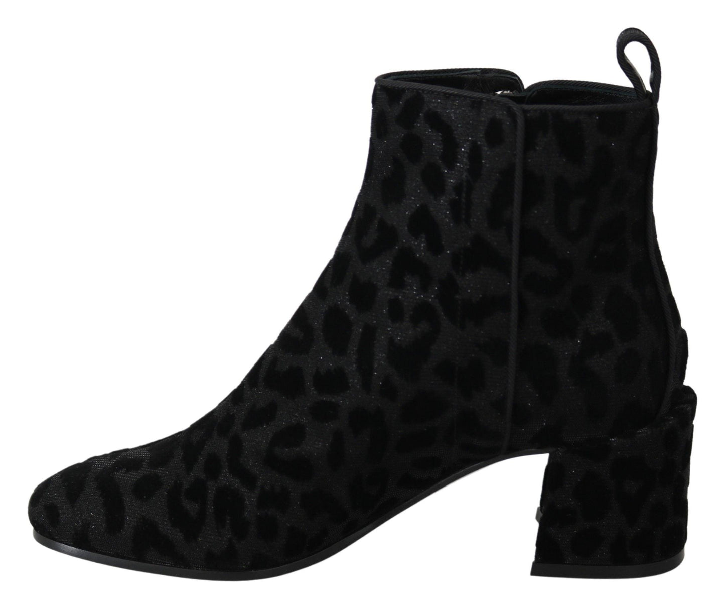 Dolce & Gabbana Elegant Black Leopard Print Short Boots - Arichezz.store