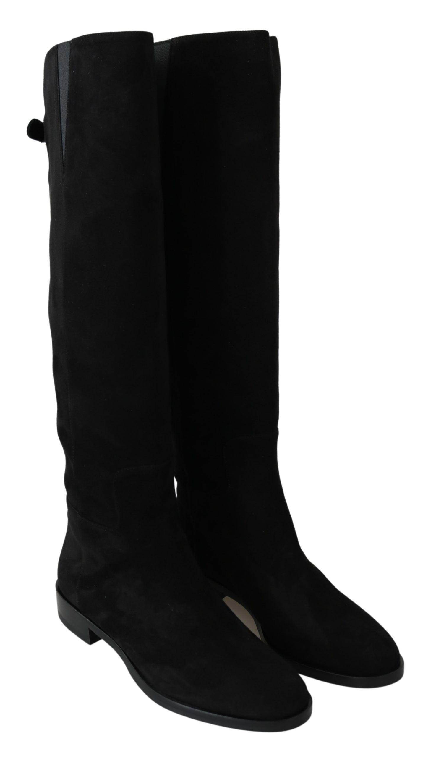 Dolce & Gabbana Elegant Black Suede Knee High Boots - Arichezz.store