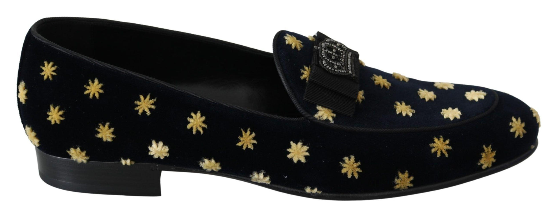 Dolce & Gabbana Elegant Velvet Crown Embroidery Loafers - Arichezz.store