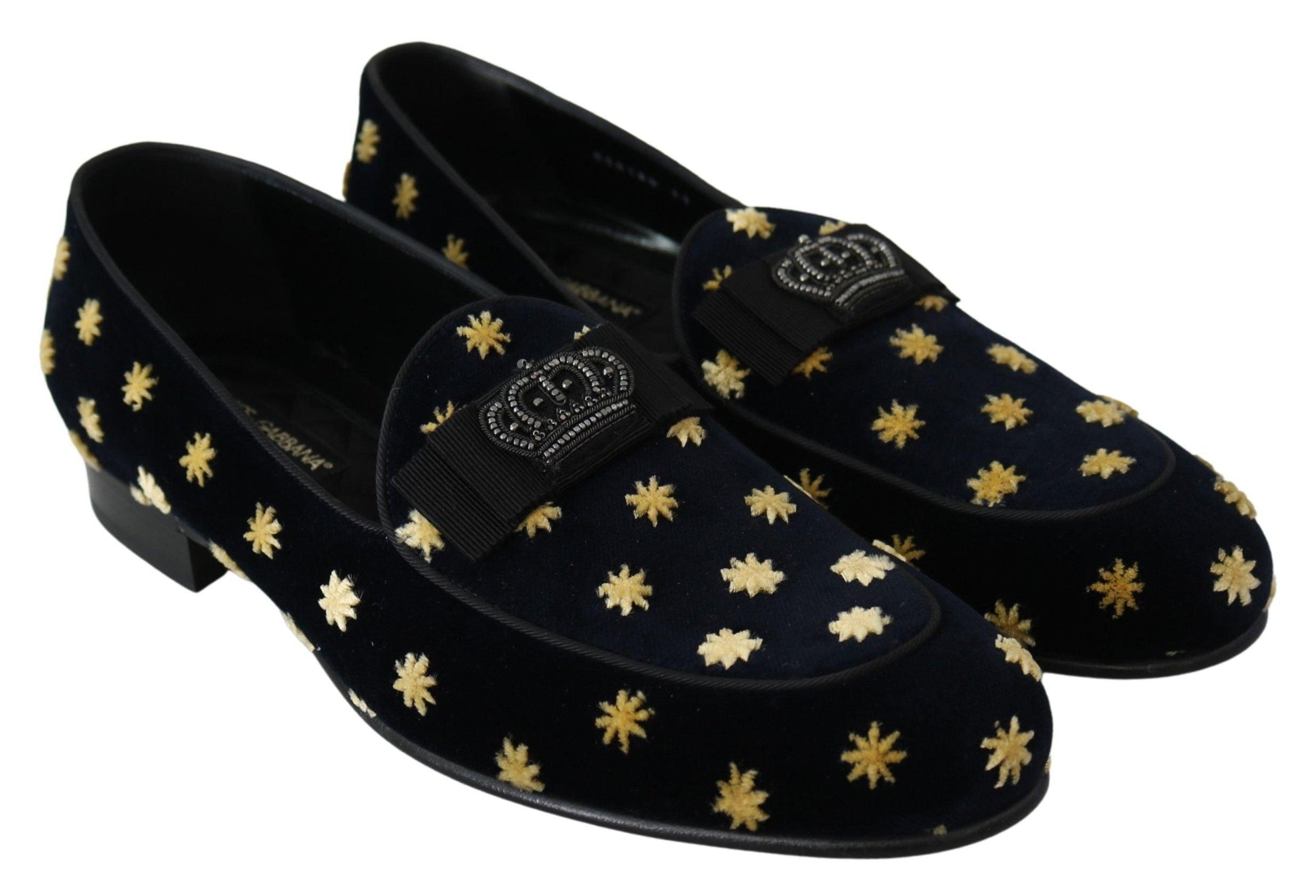 Dolce & Gabbana Elegant Velvet Crown Embroidery Loafers - Arichezz.store