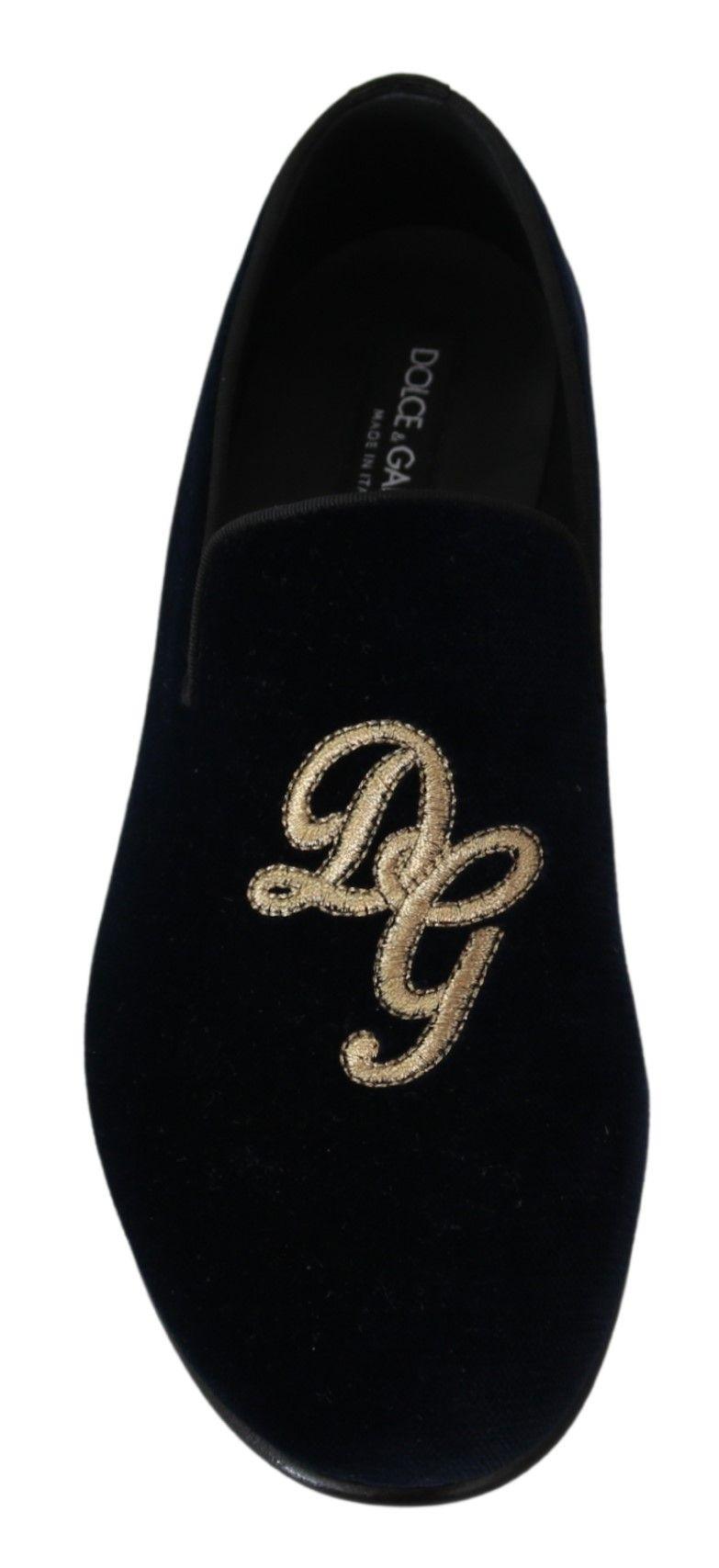 Dolce & Gabbana Elegant Blue Embroidered Loafers - Arichezz.store