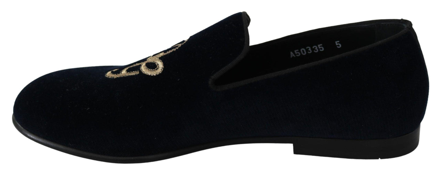 Dolce & Gabbana Elegant Blue Embroidered Loafers - Arichezz.store