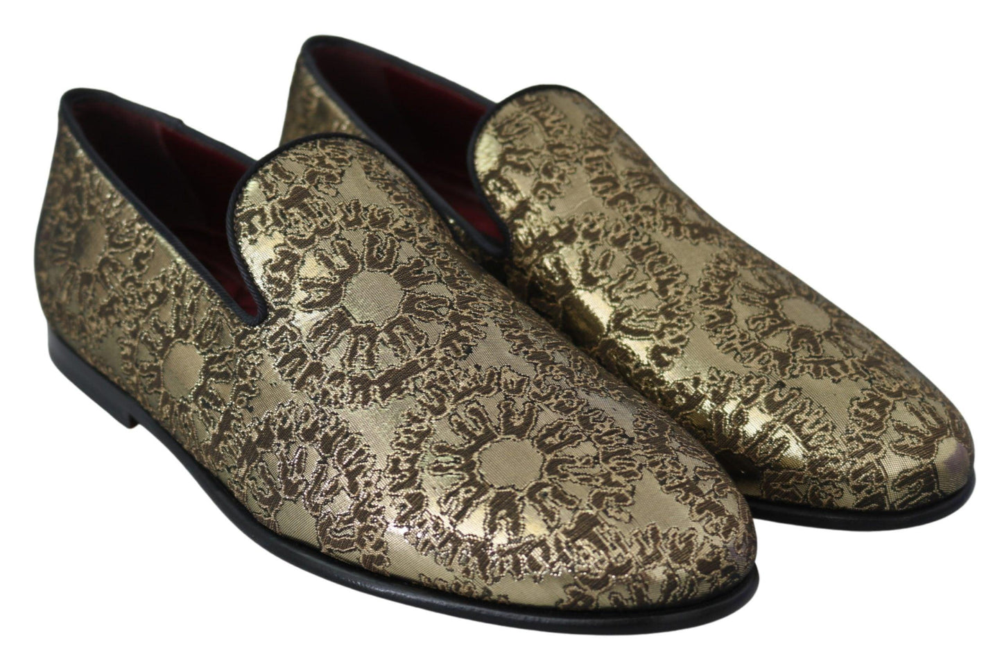 Dolce & Gabbana Gold Bordeaux Loafers Slides Dress Shoes - Arichezz.store