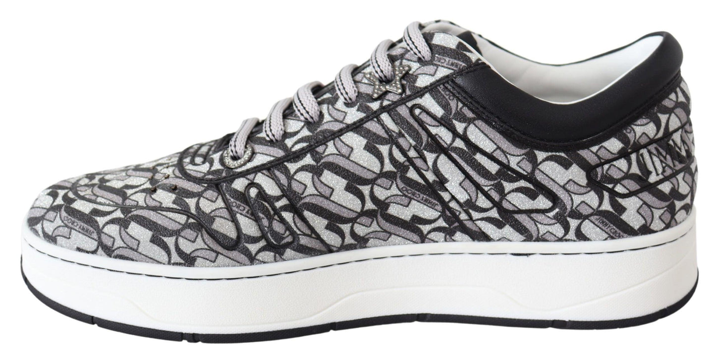 Jimmy Choo Glittering Slip-On Sneakers - Silver and Black - Arichezz.store