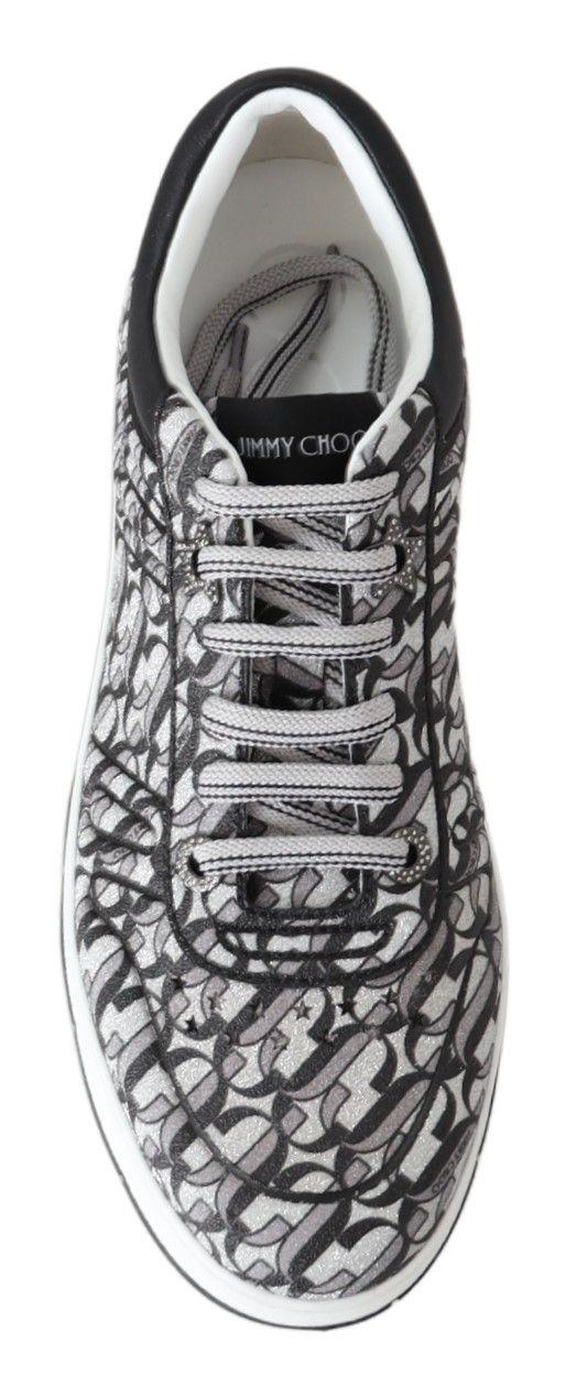 Jimmy Choo Glittering Slip-On Sneakers - Silver and Black - Arichezz.store