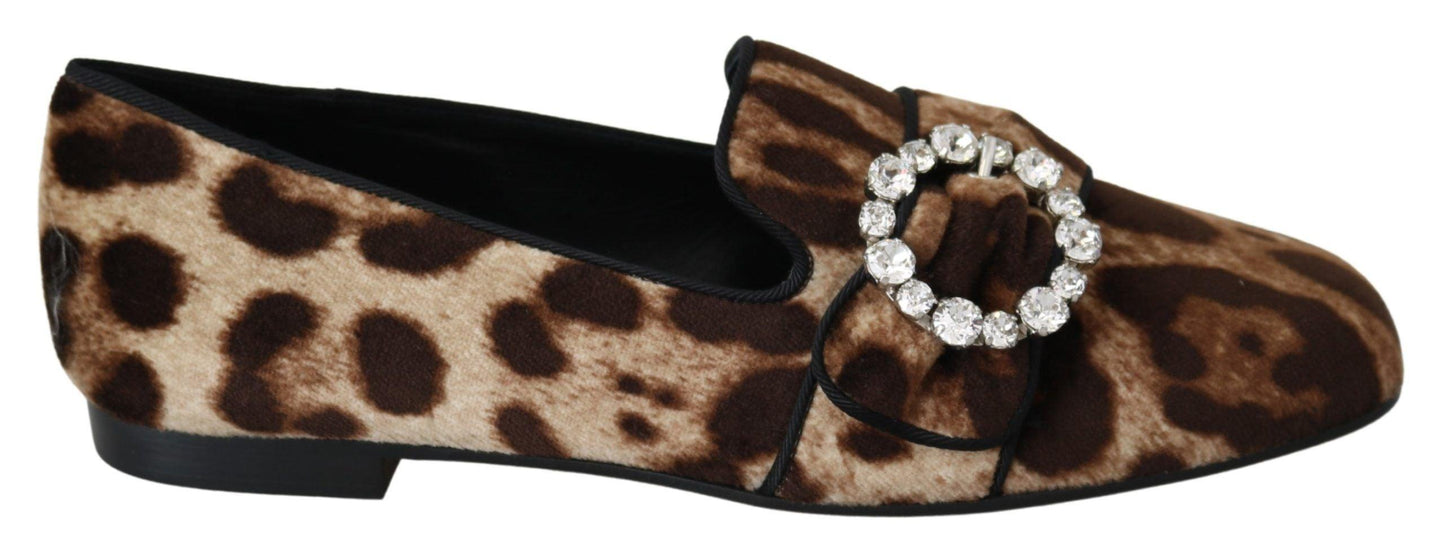 Dolce & Gabbana Leopard Print Crystal Embellished Loafers - Arichezz.store