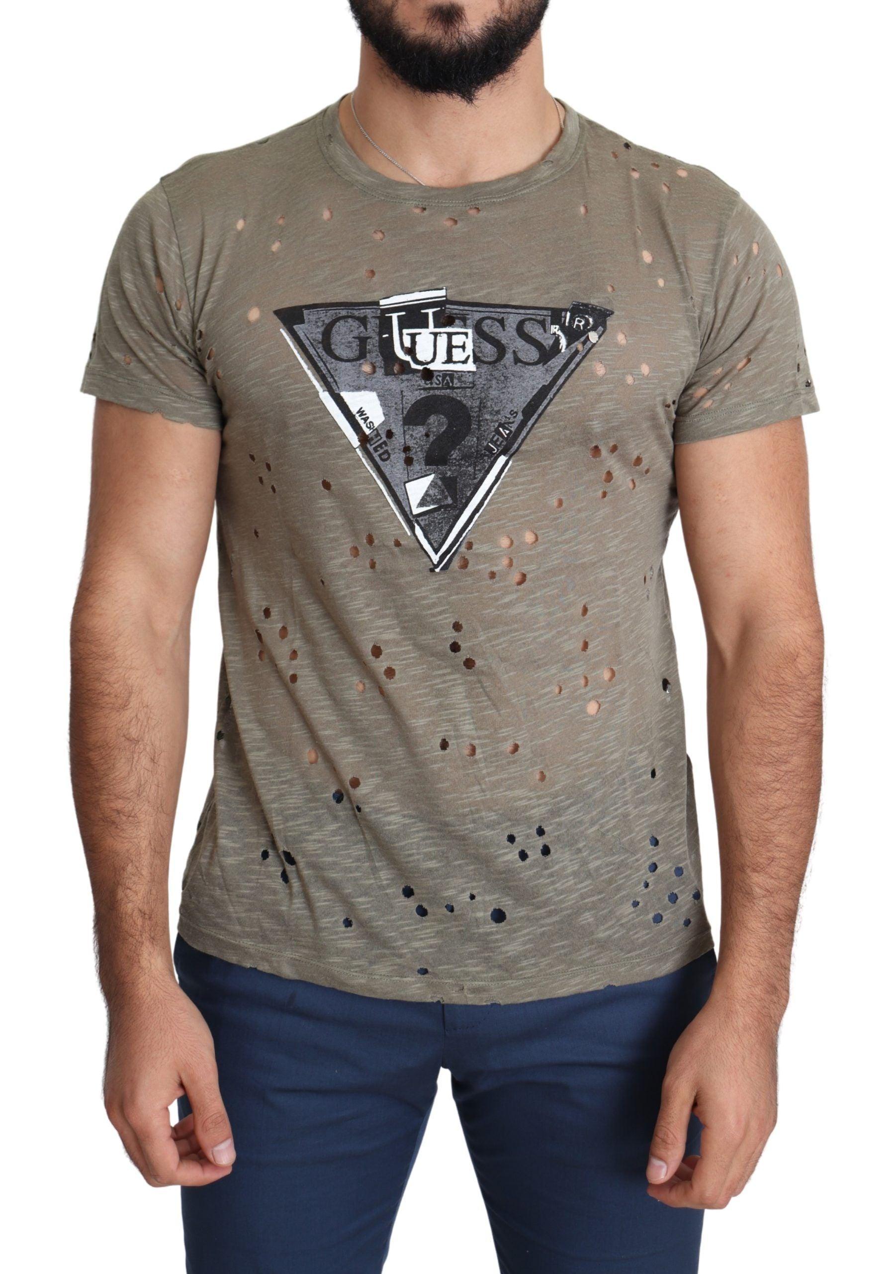 Guess Chic Brown Cotton Stretch T-Shirt - Arichezz.store