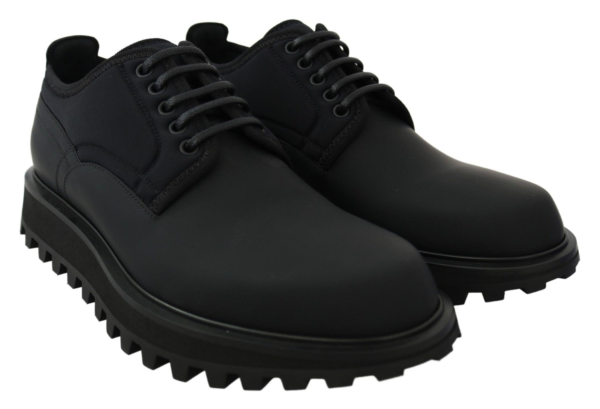 Dolce & Gabbana Elegant Black Calfskin Derby Shoes - Arichezz.store