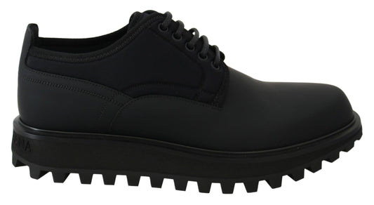 Dolce & Gabbana Elegant Black Calfskin Derby Shoes - Arichezz.store