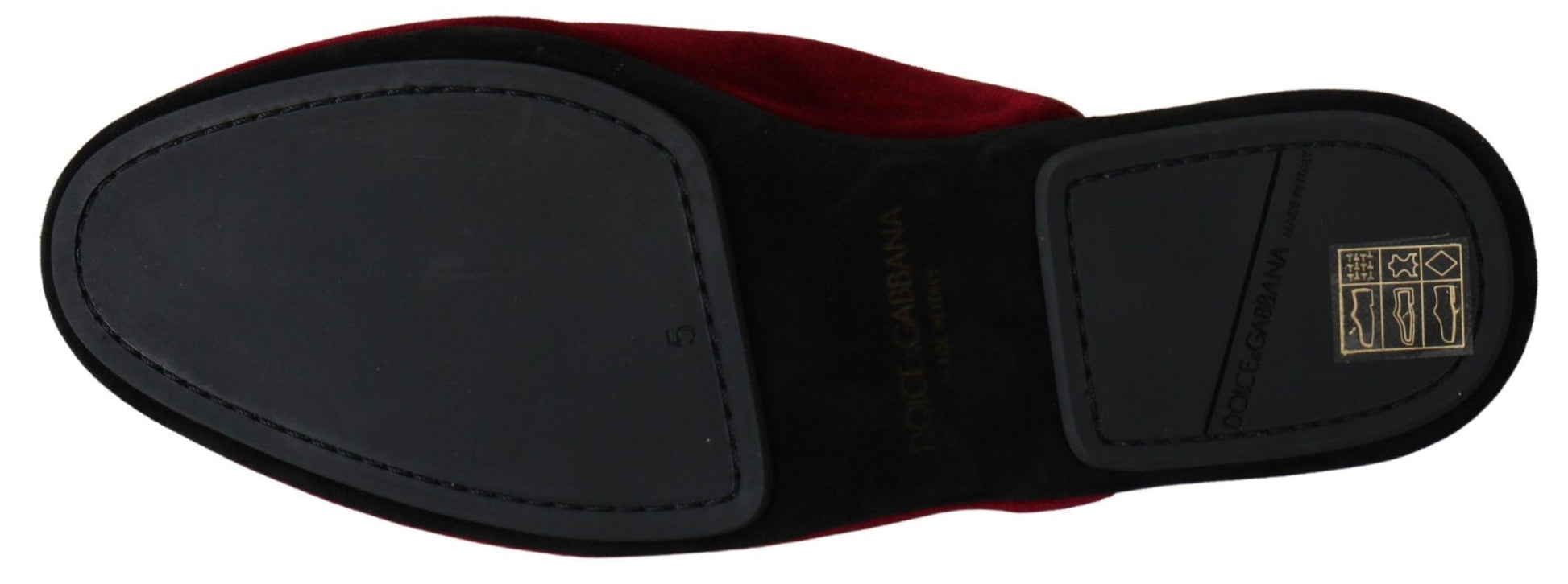 Dolce & Gabbana Red Velvet Embroidered Slides - Arichezz.store