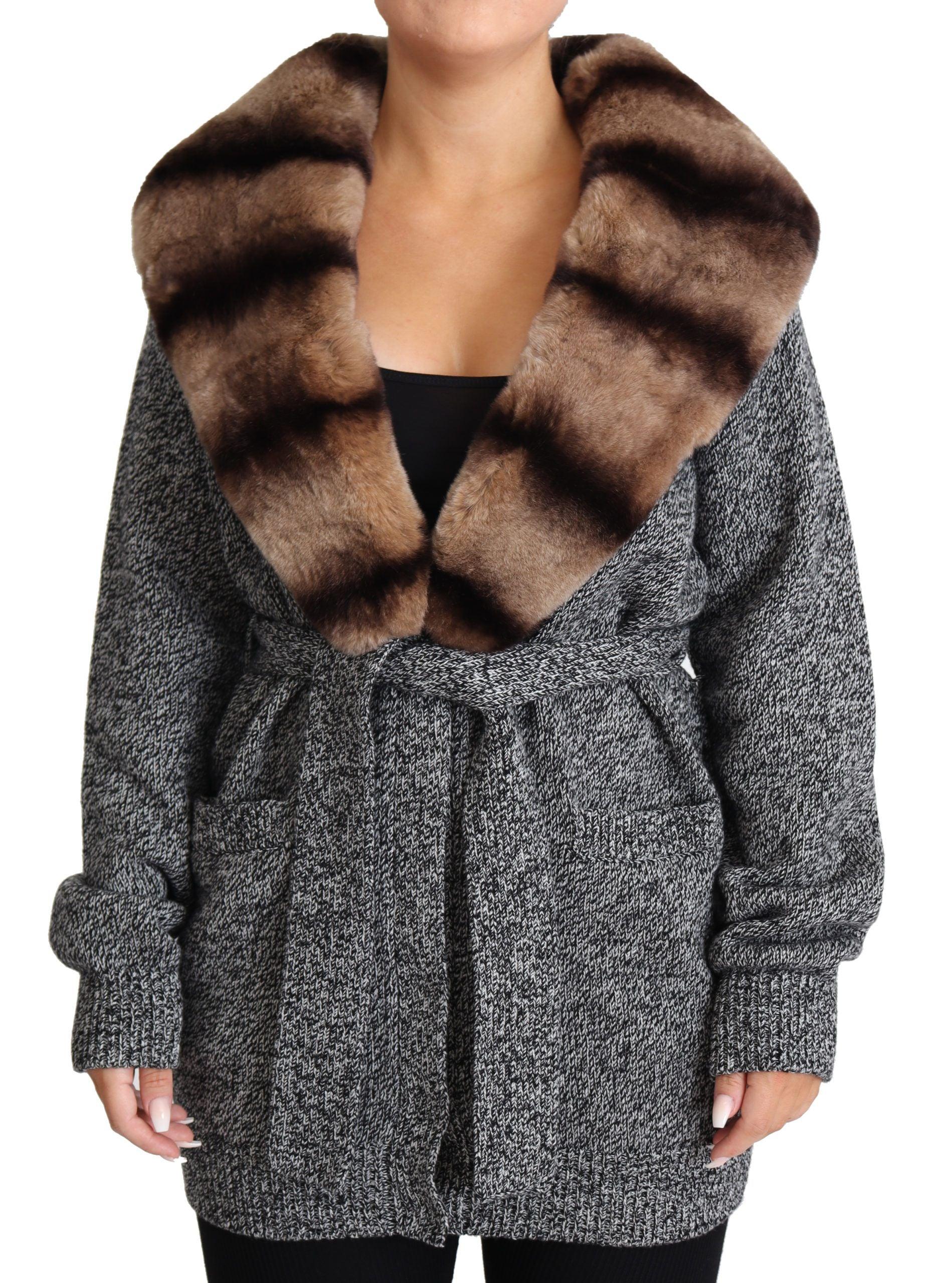 Dolce & Gabbana Cashmere Cardigan with Rabbit Fur Collar - Arichezz.store