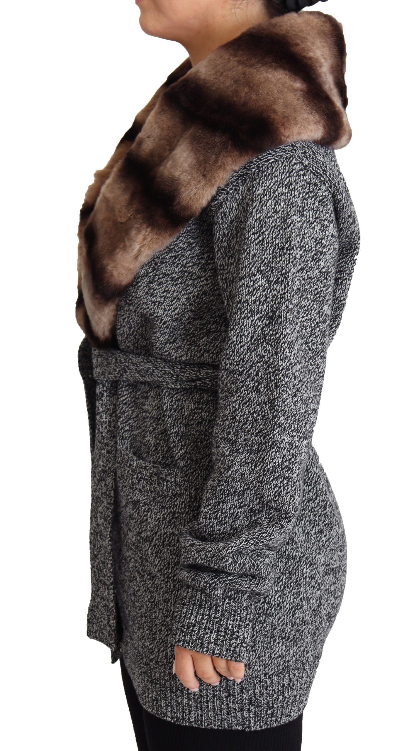 Dolce & Gabbana Cashmere Cardigan with Rabbit Fur Collar - Arichezz.store