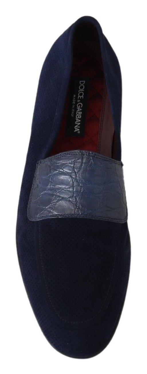 Dolce & Gabbana Elegant Blue Suede Leather Loafers - Arichezz.store