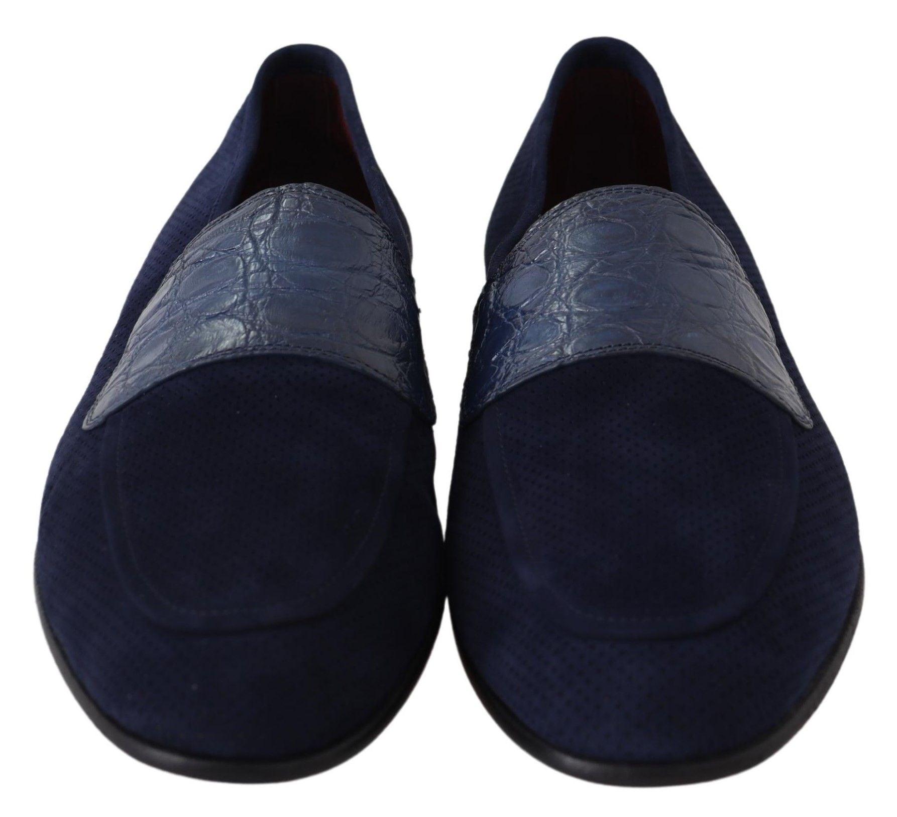 Dolce & Gabbana Elegant Blue Suede Leather Loafers - Arichezz.store