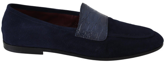 Dolce & Gabbana Elegant Blue Suede Leather Loafers - Arichezz.store