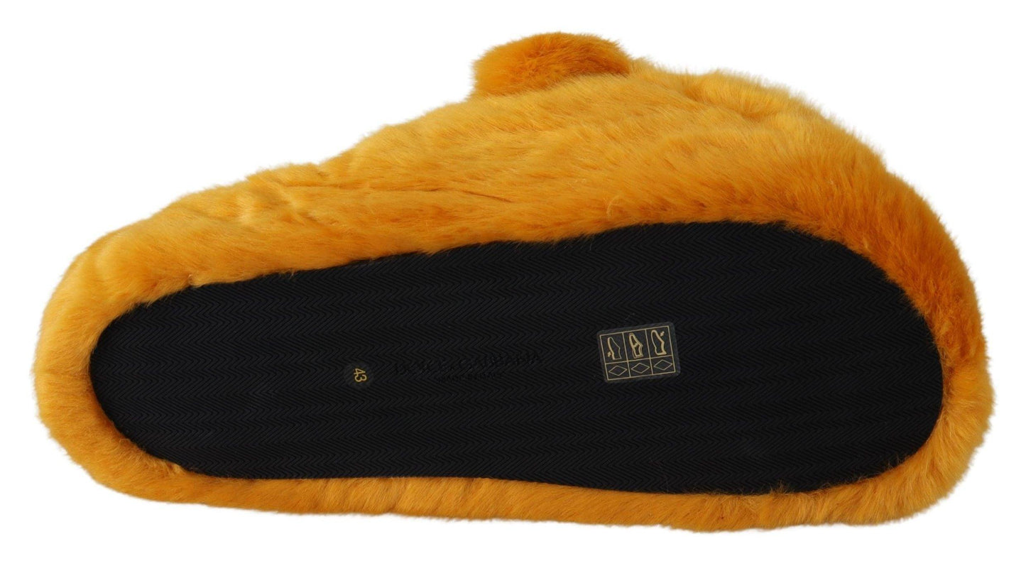 Dolce & Gabbana Sunshine Yellow Lion Slippers - Arichezz.store