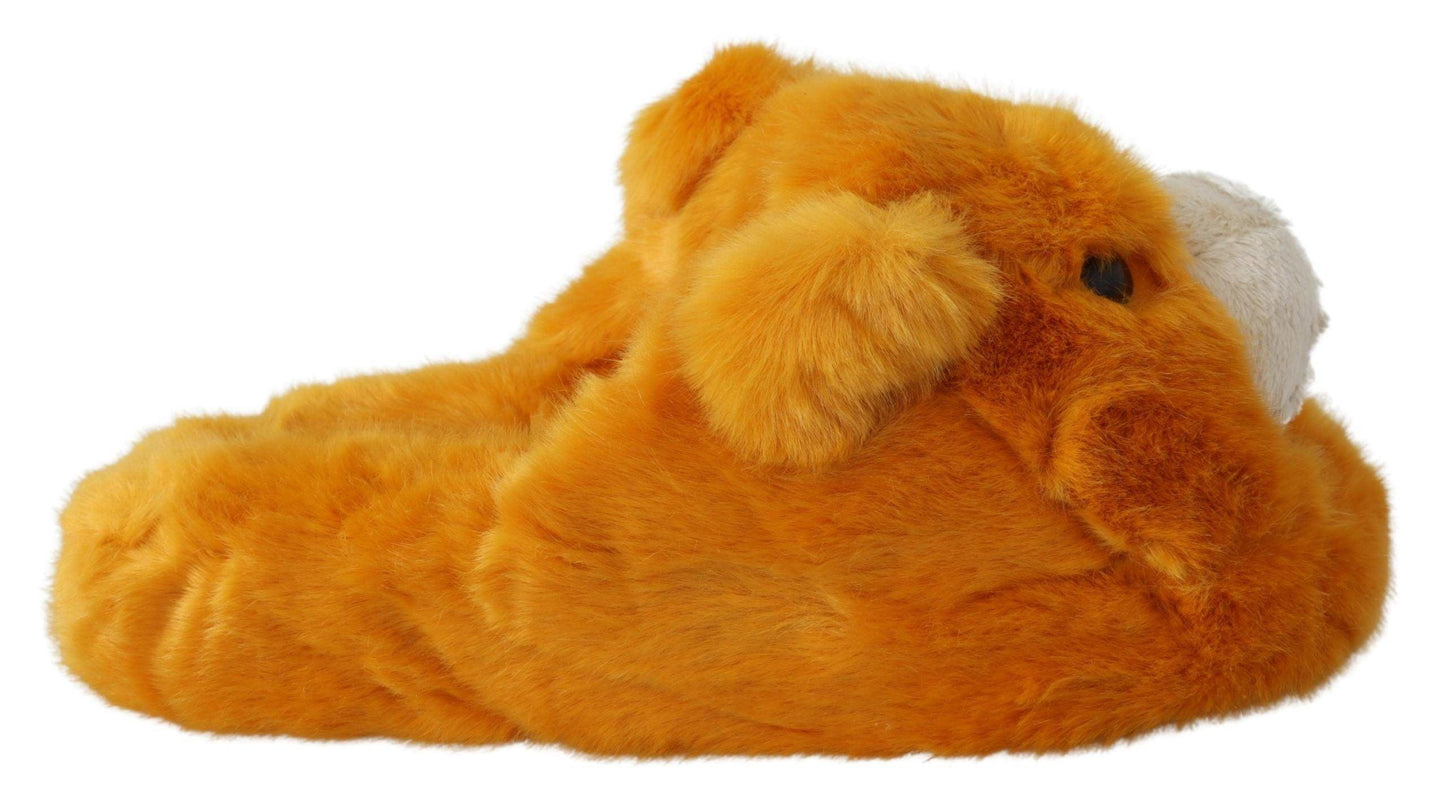 Dolce & Gabbana Sunshine Yellow Lion Slippers - Arichezz.store