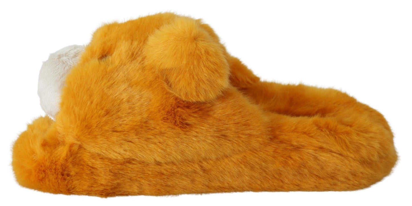 Dolce & Gabbana Sunshine Yellow Lion Slippers - Arichezz.store