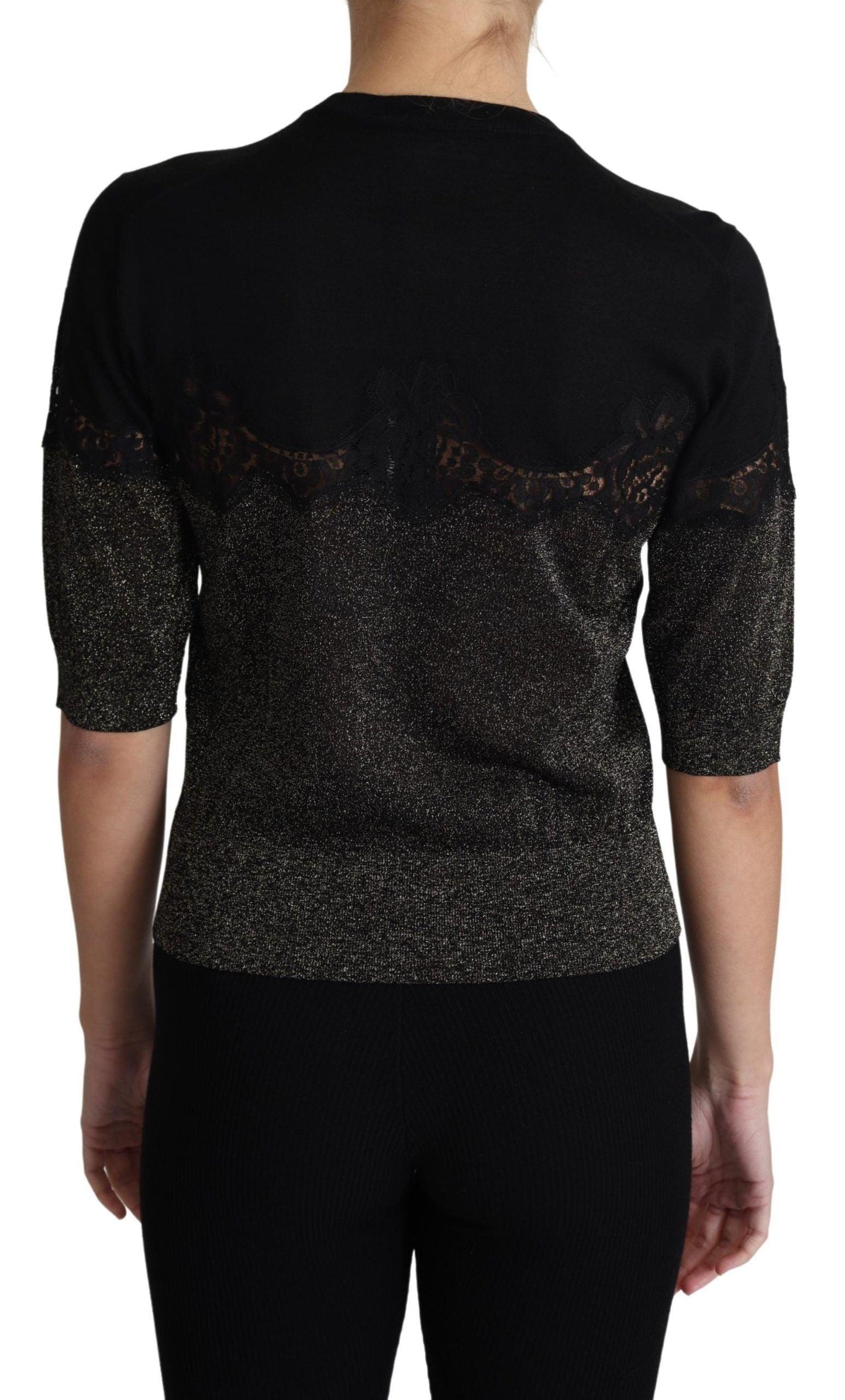 Dolce & Gabbana Elegant Lurex Threaded Jersey Lace Blouse - Arichezz.store