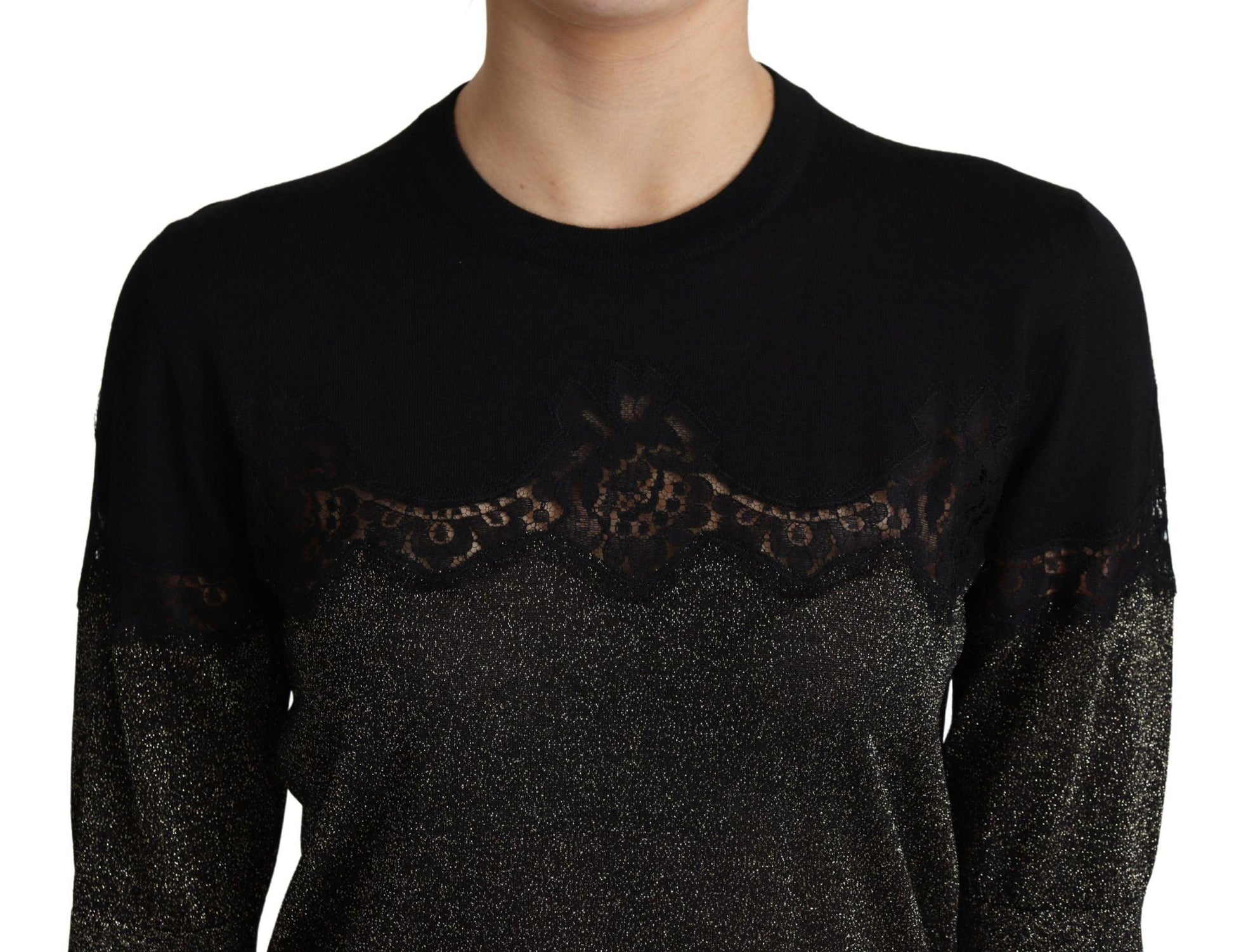 Dolce & Gabbana Elegant Lurex Threaded Jersey Lace Blouse - Arichezz.store