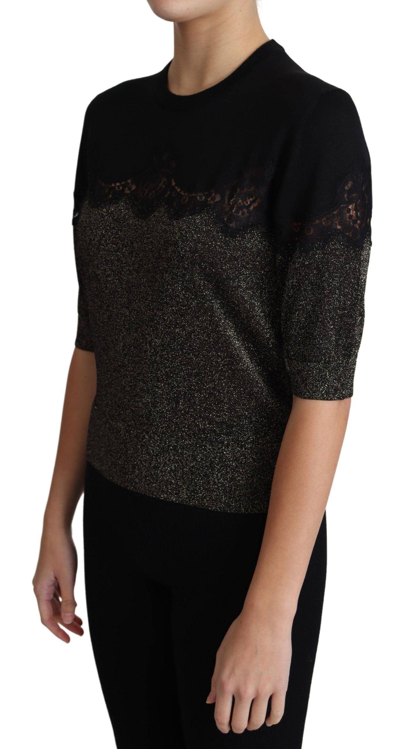 Dolce & Gabbana Elegant Lurex Threaded Jersey Lace Blouse - Arichezz.store