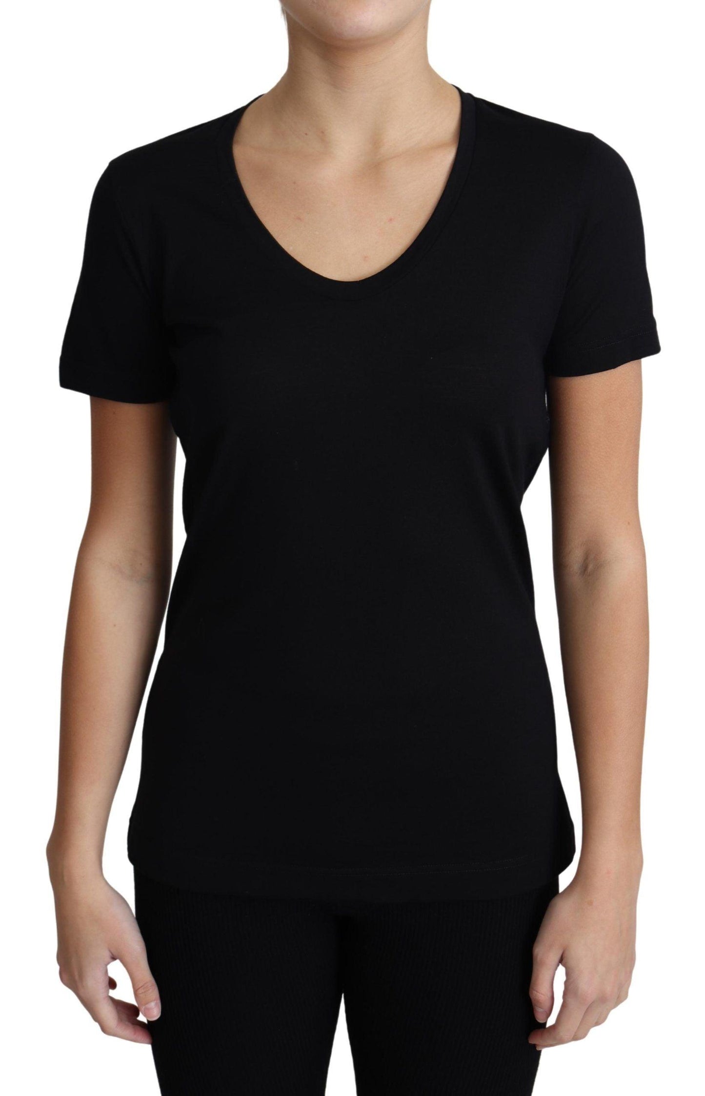 Dolce & Gabbana Elegant Black Wool Round Neck T-Shirt - Arichezz.store