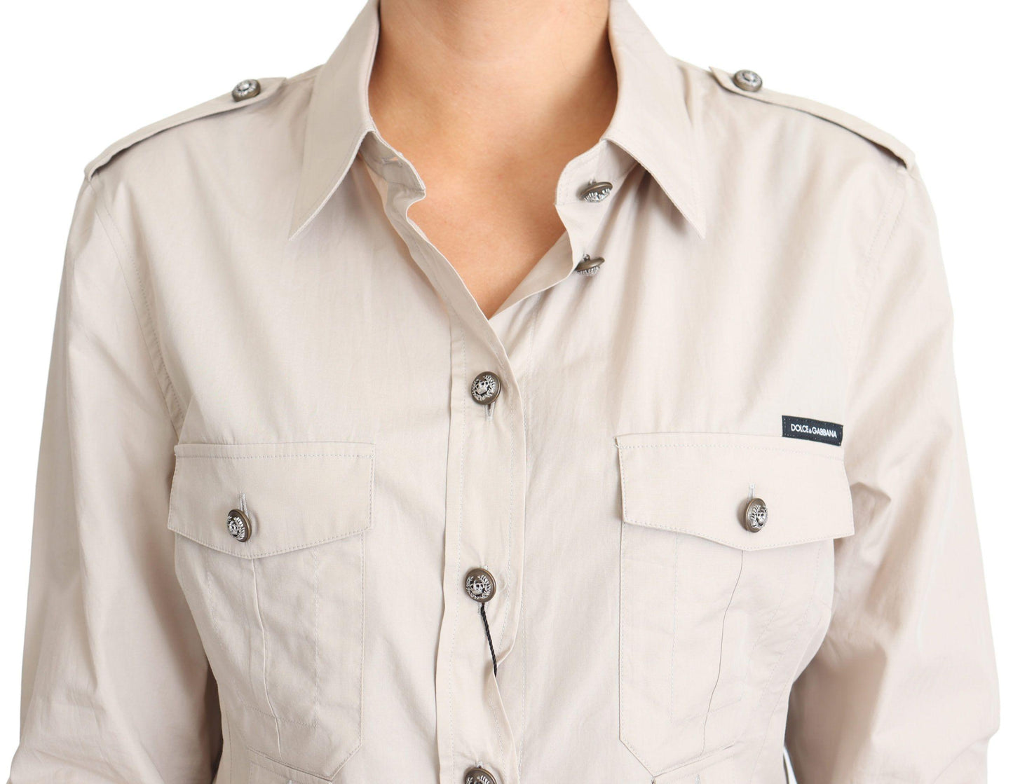 Dolce & Gabbana Elegant Beige Cotton Safari Shirt - Arichezz.store