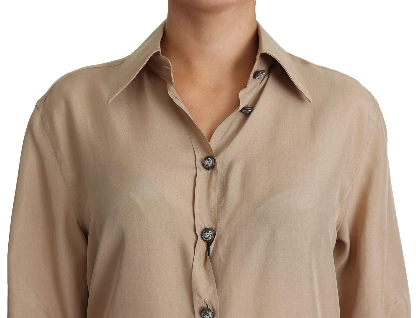 Dolce & Gabbana Elegant Beige Silk Shirt - Arichezz.store